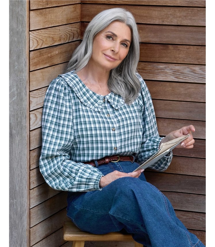 Check Petal Collar Shirt